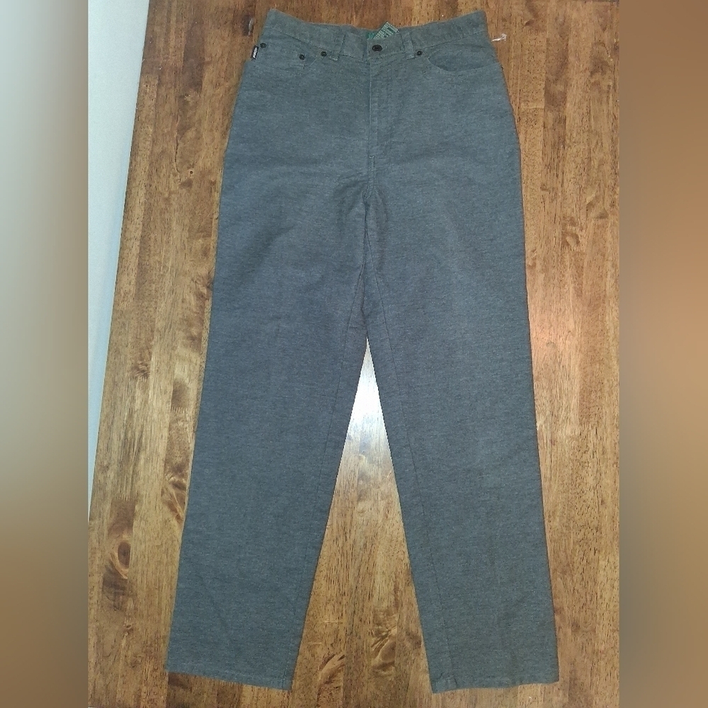 Lauren Ralph Lauren Dark Grey Knit Denim Straight 5 Pocket Style 10